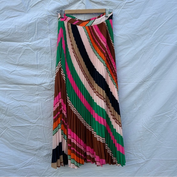 Anthropologie Isobel Silky Pleated Skirt by Maeve Multi Color Size 6 - Picture 2 of 6